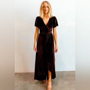 Baltic Born Black Orchid Andi Ribbed Velvet Wrap Dress